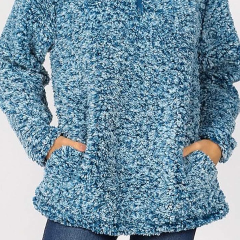 Soft Shearling Turtleneck Zip Up Pullover Sherpa - Picture 3 of 4